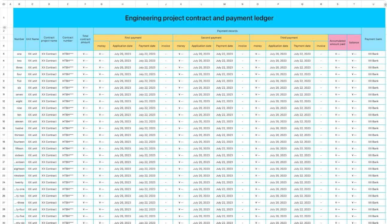 Project contract and payment ledger 1